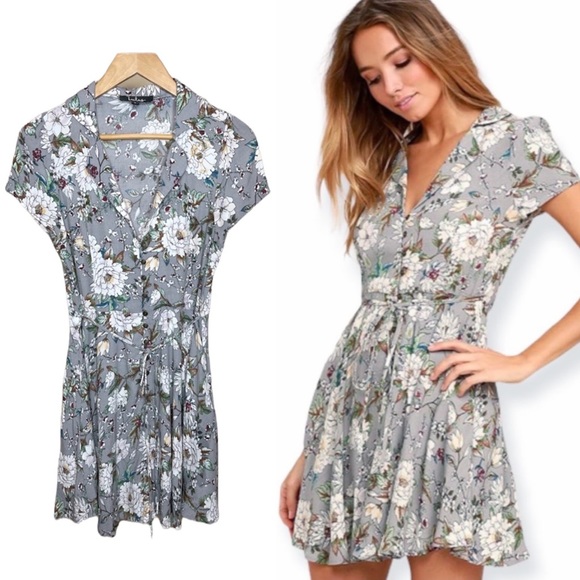Lulus Dresses & Skirts - Lulu's Fine & Dandy Grey Floral Dress